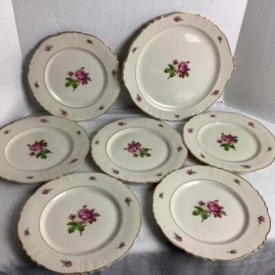 2073 Set of 6 Federal Shape Syracuse China Victoria Dinner Plates and Platter