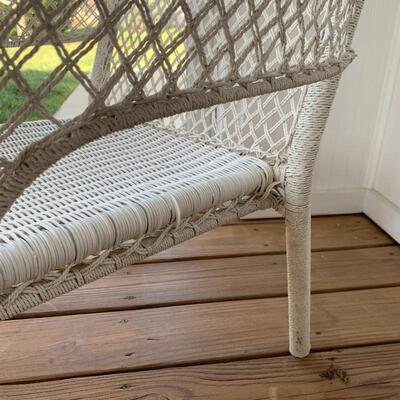 Lot 22 - Pair of White Faux Wicker Chairs and Matching Side Table