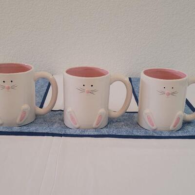 Lot 2: (3) New Bunny Coffee Mugs 