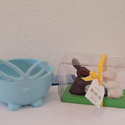 Lot 6:  New Bunny Bowl & Bunny Salt and Pepper Shakers 