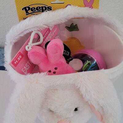 Lot 16:  New Easter Bunny Basket, Peep Clip On Plushie, Bubbles, Silly Putty & Window Gels