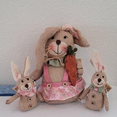 Lot 27:  (3) New Burlap Bunnies 