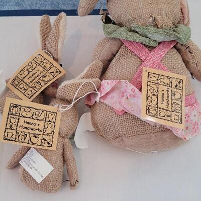 Lot 27:  (3) New Burlap Bunnies 
