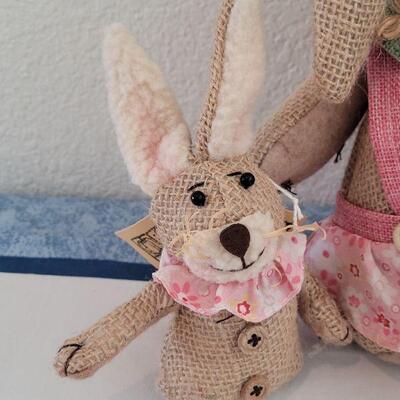 Lot 27:  (3) New Burlap Bunnies 