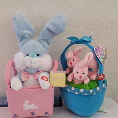 Lot 28: (2) New Singing Easter Bunnies in Baskets