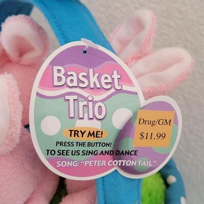 Lot 28: (2) New Singing Easter Bunnies in Baskets