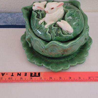 Lot 30: Vintage Ceramic Cabbage Soup Tureen with Lid and Plate 