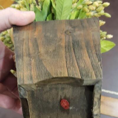 2 Small Artificial Plants in Wood Vases