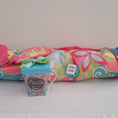 Lot 31: New Yoga Mat Bag & New Mug with Coaster 