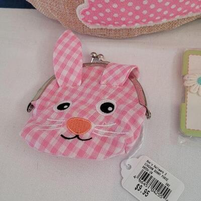 Lot 34: New Easter Purse Basket, Bunny Coin Purse, Headband, Bath Fizzie and Key Chain