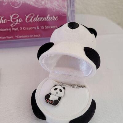 Lot 39: New Dora the Explorer Bubble Magnet Book, Disney Princess Activity Set, Window Gels, Puzzle and Panda Bear Necklace 