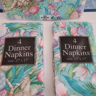 Lot 50: New Bardwil Easter Tablecloth & (2) New Dinner Napkin Sets