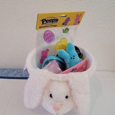 Lot 66: New Bunny Easter Basket with Peeps Gels & Clip On Plushie, Bubbles, Silly Putty and Ganz Grow a Bunny 