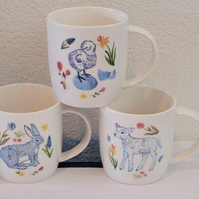 Lot 84: New Spring Bunny Plates and (3) Coffee Mugs