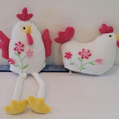 Lot 97: (2) New Spring Chicken Plush Deco