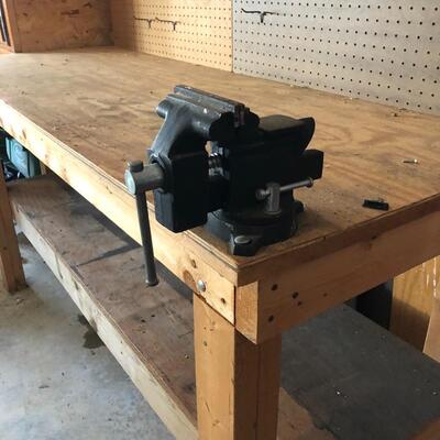  Lot 51 - Workbench with Vise & Stool