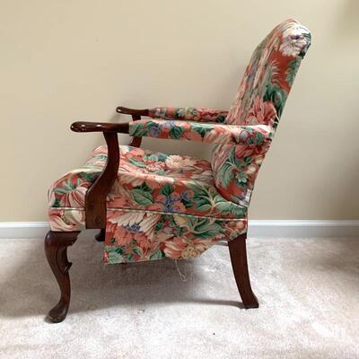 Lot 56 - Floral Chair with Ornate Wooden Legs