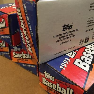 TOPPS 1993 Lot of 5 Complete Sets Unopened 4000+ Baseball Cards. LOT 38