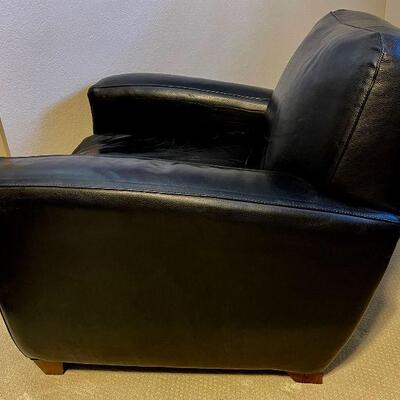 Restoration Hardware Black Leather Club Chair #2 pristine!