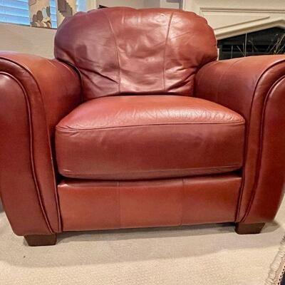 LANE Leather Lounge Club Chair & Ottoman #1