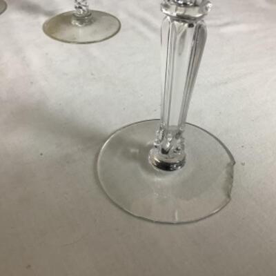 C-2081  12 Pieces of Etched Glass Stemware with Matching Candlesticks