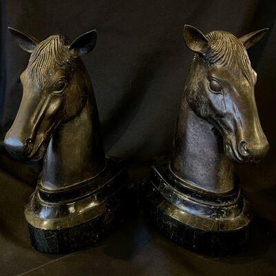 Maitland Smith Large Horse Bookends Bronze