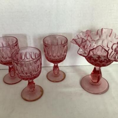 C-2083 Large Lot of Pink Pressed Glass
