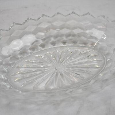 5pc Decorative Glasswear: Candleholders, Vase, Trays