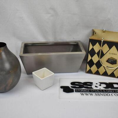 4 pc Metal/Ceramic Planters/Vases