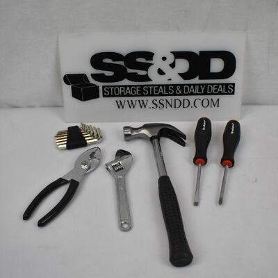 Home Tools, Hammer, Screwdrivers, Wrench, Pliers, and Hex Key Set