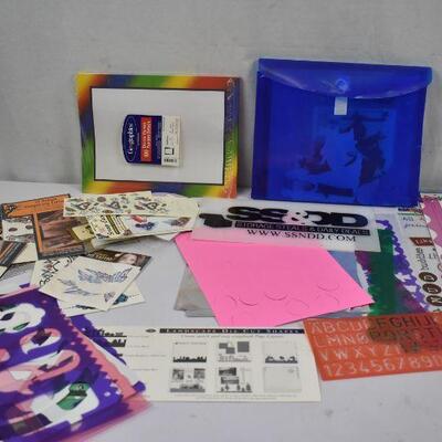 Huge Lot of Kid's Craft Stencils, Stickers, Cut out Letters, Temporary Tattoos