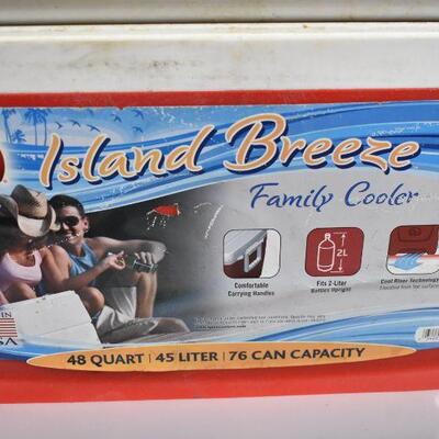 Island Breeze Igloo Cooler, 48 Quart, 3 Day Cooler 