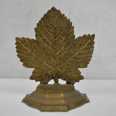 Pair of Brass Maple Leaf Bookends