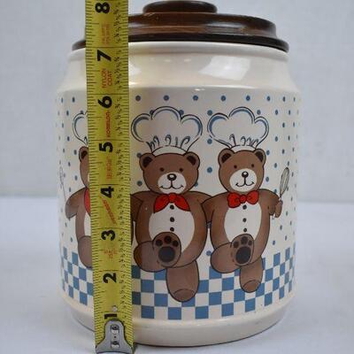 Cookie Jar w/ Three Bears Dancing and Wooden Lid