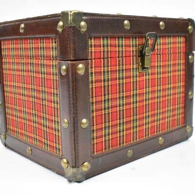 Flannel Chest with Faux Leather Edges, Brass Tabs and Corners
