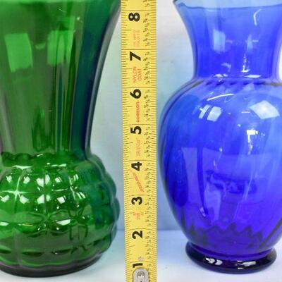 2 Vases, Blue and Green
