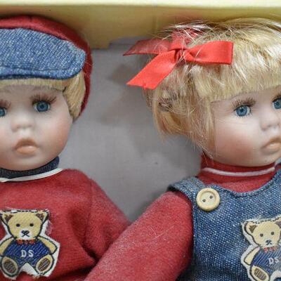 Pair of Porcelain Dolls: Boy and Girl - Vintage