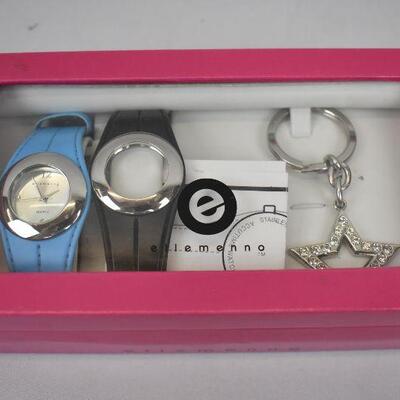 Ellemenno Watch with Blue and Black Bands with Star Keychain