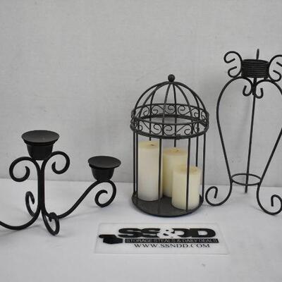 3 pc Iron Design Candle Holders