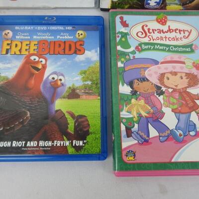 4 pc DVD/Blu-ray: Daniel Tiger, Delhi Safari, Free Birds, Strawberry Shortcake