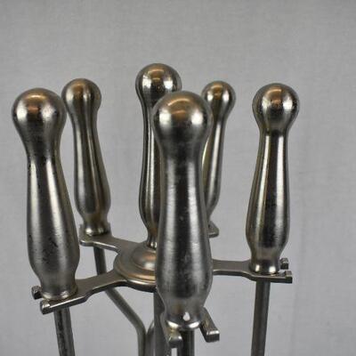 Metal Fireplace Tools. Brushed Silver Metal Look. Heavy