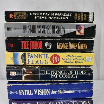 7 Paperback Fiction Books: Cold Day in Paradise -to- Silver Crown