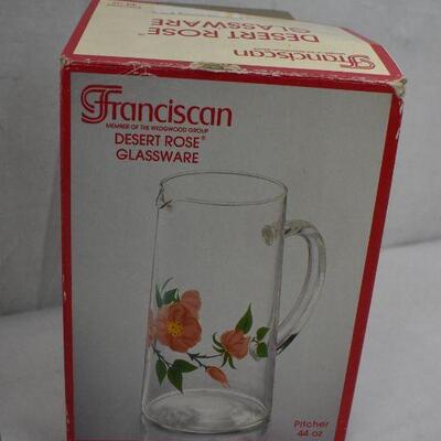 Vintage Franciscan Desert Rose Glassware, 44 oz Pitcher 