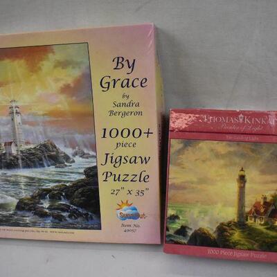 3 Puzzles, 1000 Pieces. By Grace, Guiding Light, Disney Parks *UNTESTED* 