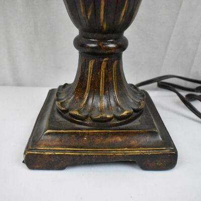Brushed Bronze Color Table Lamp with Square Base, Works 