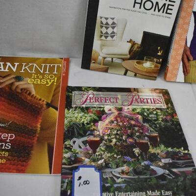 7 pc Hobby and Home Books, Knitting, Cooking, Entertaining, Fashion.