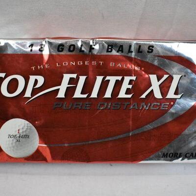 18 Golf Balls, Top Flite XL Pure Distance - New