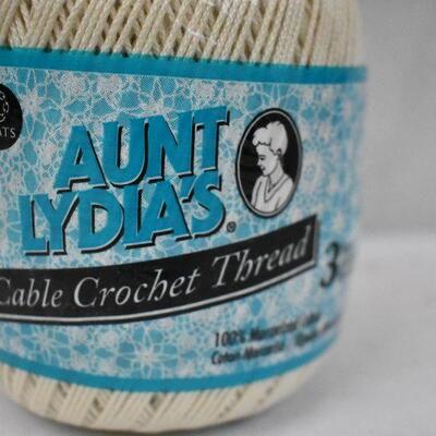 2 Skeins Cotton Crochet Thread by Aunt Lydia's, size 3, Cream Color - New