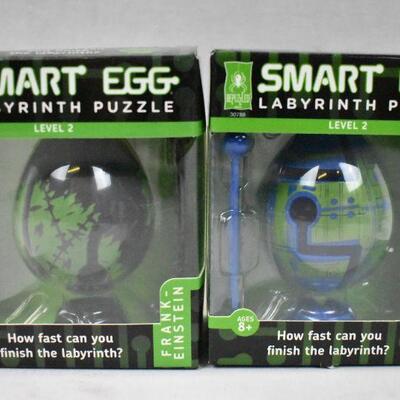 Qty 3 Smart Egg Puzzle Toys: 2 Frank-Einstein & 1 Robo - New