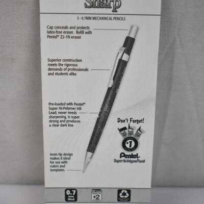 Pentel Sharp Premium Mechanical Pencils, 0.7mm Medium, Package of 3 - New